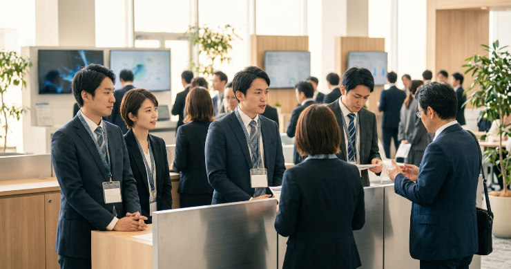 展示会で使用される統一感のあるストラップ